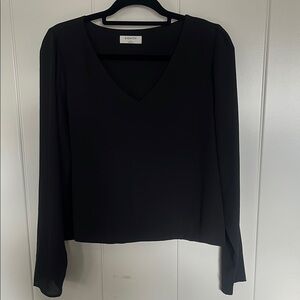 Babaton Black V-Neck Long Sleeve Top